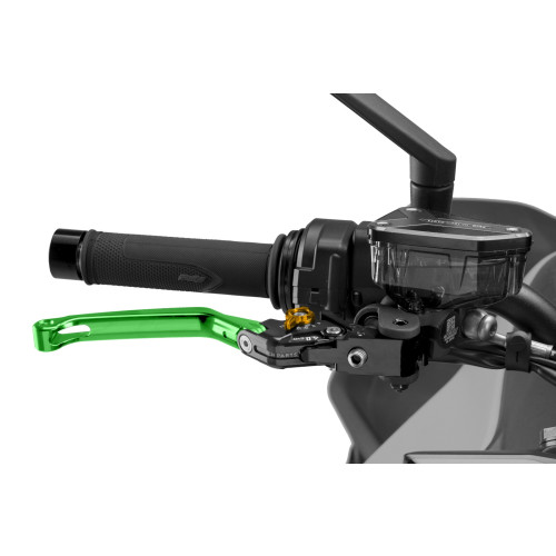 PUIG Folding V4 Brake Lever (Green Lever With Gold Selector) 4110VO