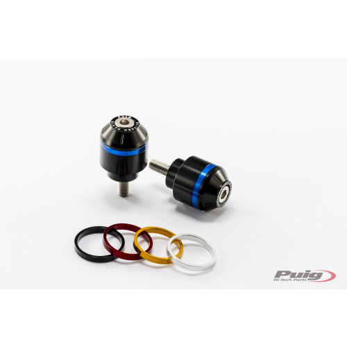 PUIG Short Bar End Weights With Coloured Rim (Black) 8017N