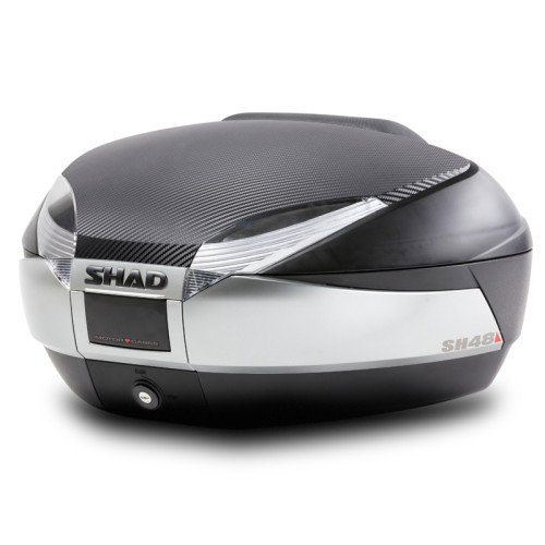SHAD SH48 Top Box - Black / Titanium inc Backrest And Carbon Cover D0B48406R