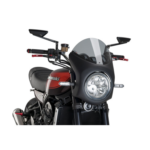 PUIG Retro Black Semi Fairing And Screen 195mm (Light Smoke) 9595H