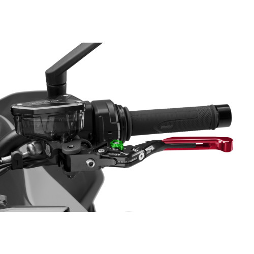 PUIG Extendable V4 Clutch Lever (Red Lever With Green Selector) 424RNV