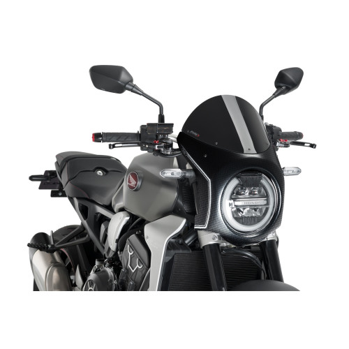 PUIG Retro Carbon Look Semi Fairing And Screen 195mm (Black) 3143N