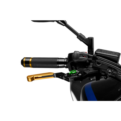 PUIG Extendable Folding V3 Brake (Gold Extender With Green Selector) 14ONV