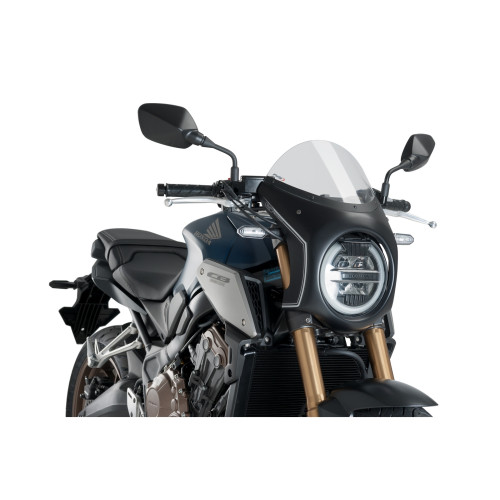 PUIG Retro Black Semi Fairing And Screen 195mm (Clear) 3133W