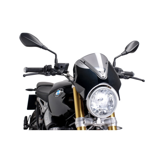 PUIG Retrovision Black Semi Fairing And Screen (Light Smoke) 7012H