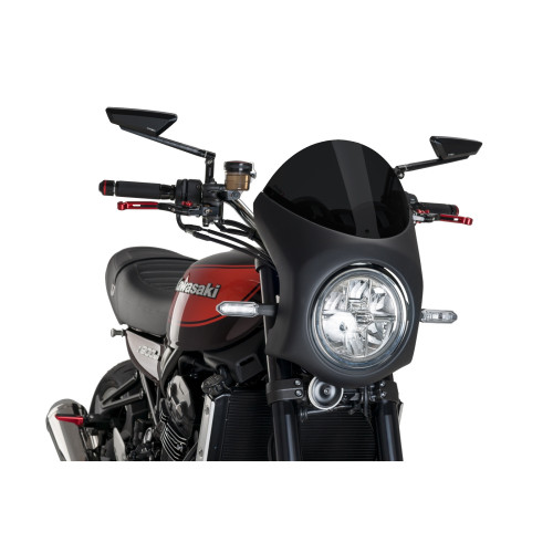 PUIG Retro Black Semi Fairing And Screen 195mm (Dark Smoke) 9595F