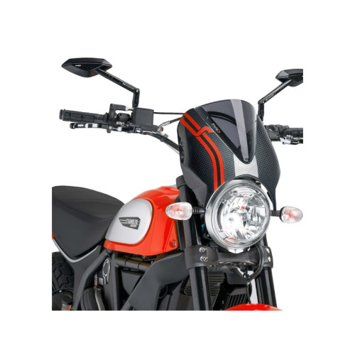 PUIG Retrovision Carbon Look Semi Fairing And Screen (Dark Smoke) 8192F