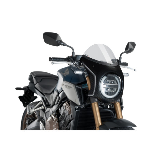 PUIG Retro Carbon Look Semi Fairing And Screen 195mm (Clear) 3143W