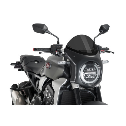 PUIG Retro Black Semi Fairing And Screen 195mm (Dark Smoke) 3133F