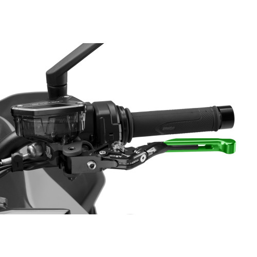 PUIG Extendable V4 Clutch Lever (Green Lever With Silver Selector) 424VNP